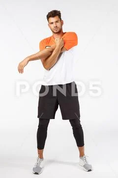 Motivation, fitness and bodybuilding concept. Full-length motivated good-looking Stock Photos