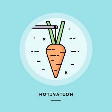 Motivation, flat design thin line banner. Vector illustration. Stock Illustration