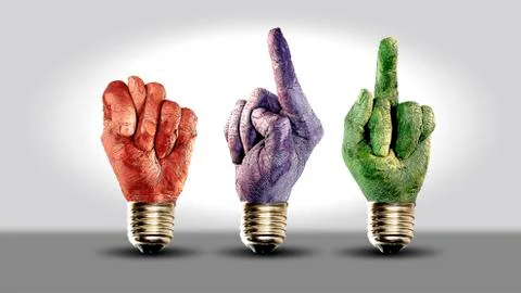 Motivation. Human hand gesture of different colors. Emotions. Stock Illustration