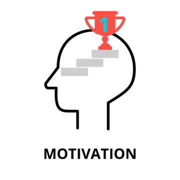 Motivation icon, flat thin line vector illustration Stock Illustration
