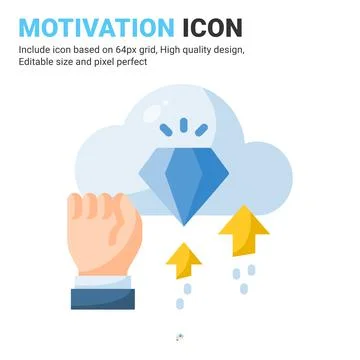 Motivation icon vector with flat color style isolated on white background Stock Illustration