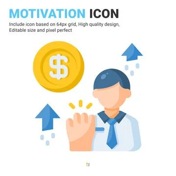 Motivation icon vector with flat color style isolated on white background Illustrazione stock