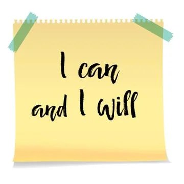 Motivation text I can and I will, isolated vector illustration Stock Illustration