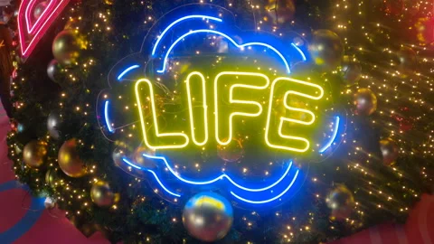 Motivation text made from neon light , Christmas new year celebration. Video stock 165849543