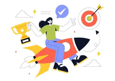 Motivation Vector Illustration featuring a Fast Business Startup, Creative .. Stock Illustration