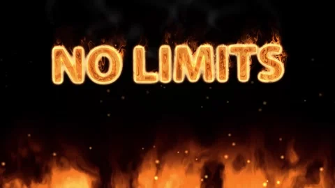 Motivational No Limits Burning Text with Intense Ground Fire and Embers Stock Footage 344836304