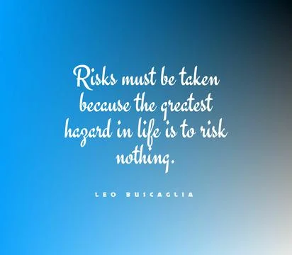 Motivational quote about taking risks on a blue backgroun Stock Illustration
