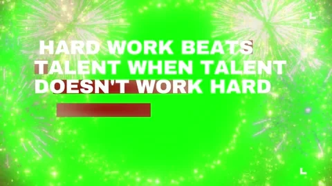 Motivational quote display featuring green background with animated fireworks Stock Footage 340611004