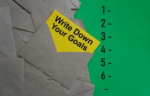 Motivational quote, write down your goals. Self-inspiration Foto stock