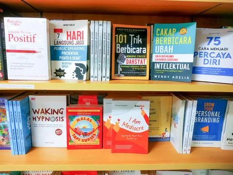 A motivational reference book on display at one of the largest bookstores Stock Photos