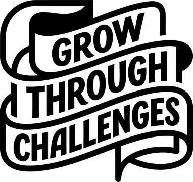 Motivational Typography Poster Design Featuring Grow Through Challenges Quote Stock Illustration
