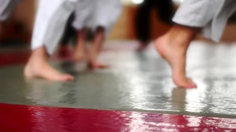 Motivational video. People in martial arts training exercising brazilian Jujitsu Stock Footage 59085287