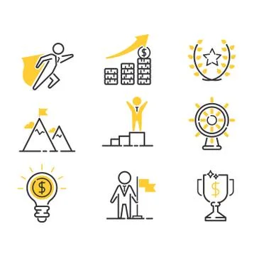 Motivations icons vector set Stock Illustration