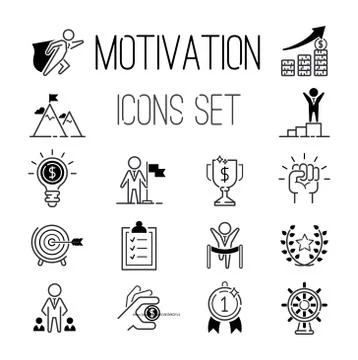 Motivations icons vector set Stock Illustration