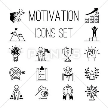 Motivations icons vector set Stock Illustration