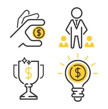 Motivations icons vector set Stock Illustration