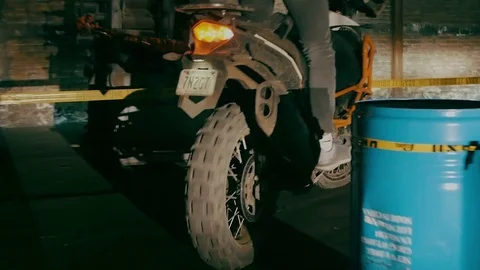 MOTO BIKER RUNNING THROUGH OBSTACLES Stock Footage