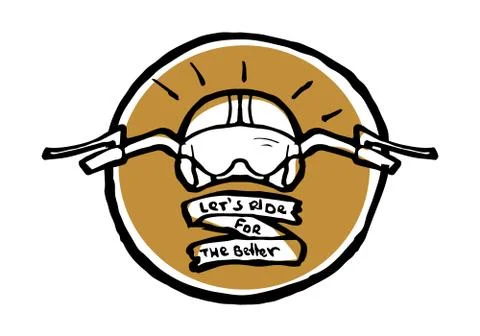 Moto biker theme, icon. Cafe racer. Golden, white Stock Illustration