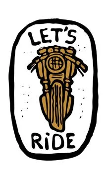 Moto biker theme, icon. Cafe racer. Golden, white Stock Illustration