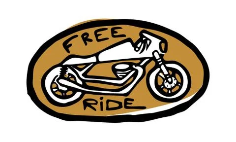 Moto biker theme, icon. Cafe racer. Golden, white Stock Illustration