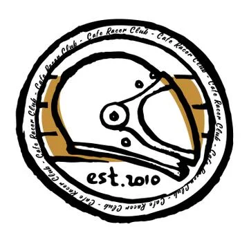 Moto biker theme, icon. Cafe racer. Golden, white Stock Illustration