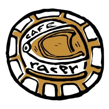 Moto biker theme, icon. Cafe racer. Golden, white Stock Illustration