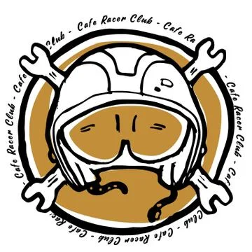 Moto biker theme, icon. Cafe racer. Golden, white Stock Illustration