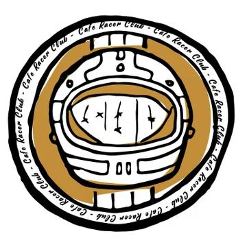 Moto biker theme, icon. Cafe racer. Golden, white Stock Illustration