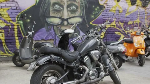 Moto parking Stock Footage 138159476