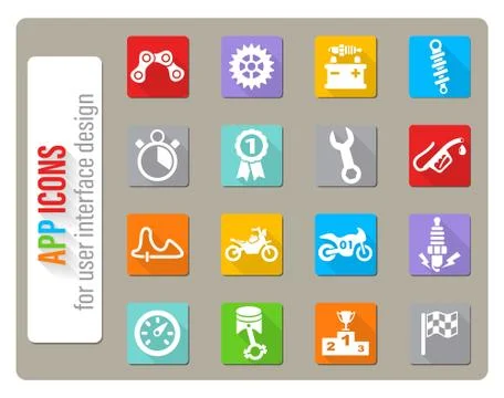 Moto racing icon set Stock Illustration