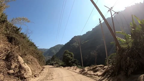Moto trip on back side Asian road. Vietnamese mountain back road. Vietnam jungle Stock Footage 149065026