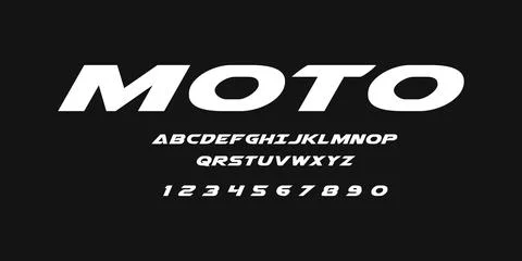 Moto Typography Vector Font – Bold Motorsport Typeface for Logos Stock Illustration