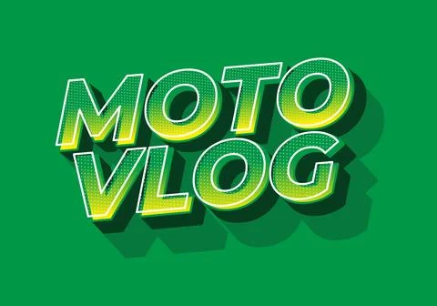 Moto vlog. Bold halftone layered text effect for creative modern title design Stock Illustration