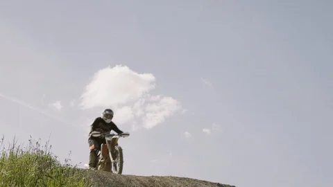 Motocross Biker Jumping  Stock Footage 90373243