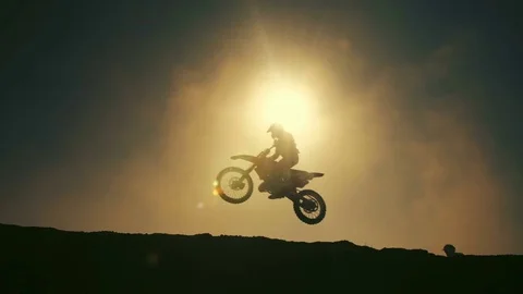 Motocross Bikers Jumping Stock Footage 80595445