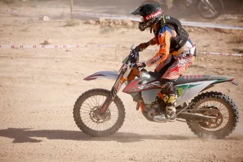 Motocross Competition in the city of Elche, Spain. Stock Photos