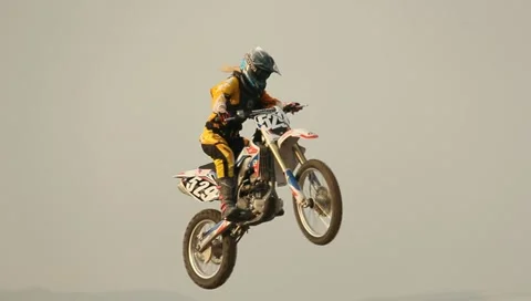 Motocross Extreme Sports Racing Dirt Bikes on the Track 50 Stock Footage