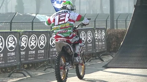 Motocross Guy-Ramp Backflip Stock Footage 46754977