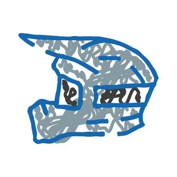 Motocross helmet scribble drawing symbolizing extreme sports protection Stock Illustration
