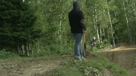 Motocross jump double Stock Footage 32595191