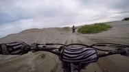 Motocross Pov Sprayed With Sand In Berm Stock Footage