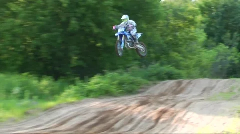Motocross step down jump Stock Footage 52137352