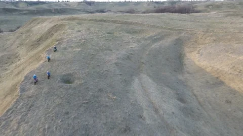 Motocross training on the hills Stock Footage 187848479