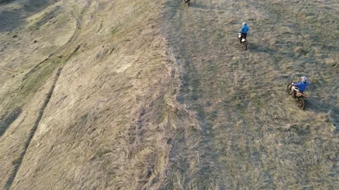 Motocross training on the hills Stock Footage 187853690