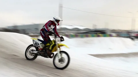 Motocross winter sequence Stock Footage 115770940