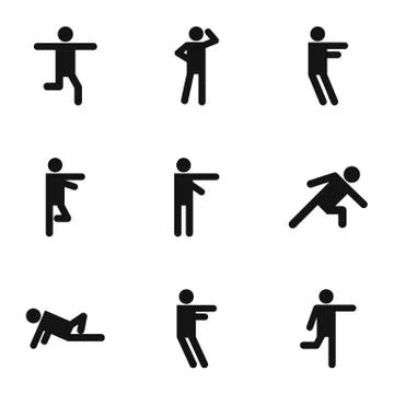 Motor activity icons set, simple style Stock Illustration