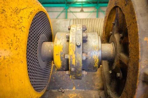 Motor and gear, Alignment coupling. Stock Photos