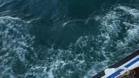 A motor boat cuts through the clear sea water in motion. Slow motion. Stock-Footage 158002574