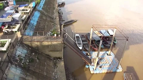 Motor boat dock Stock Footage 248675975