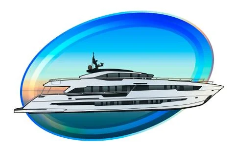 Motor boat draw Stock Illustration